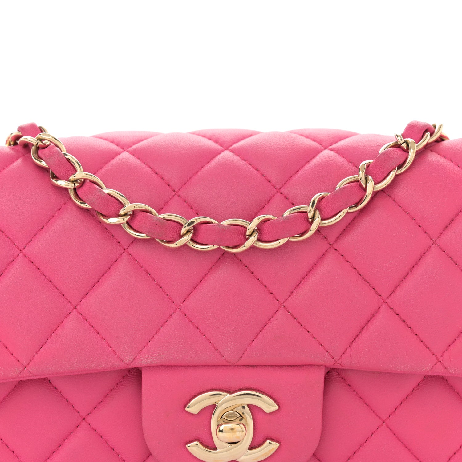 Chanel Lambskin Quilted Mini Rectangular Flap Fuchsia 8 of 14