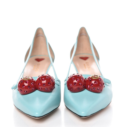 Gucci Malaga Kid Unia Cherry Pumps 38.5 New Acquamarine Emerald Cocoa 2 of 9