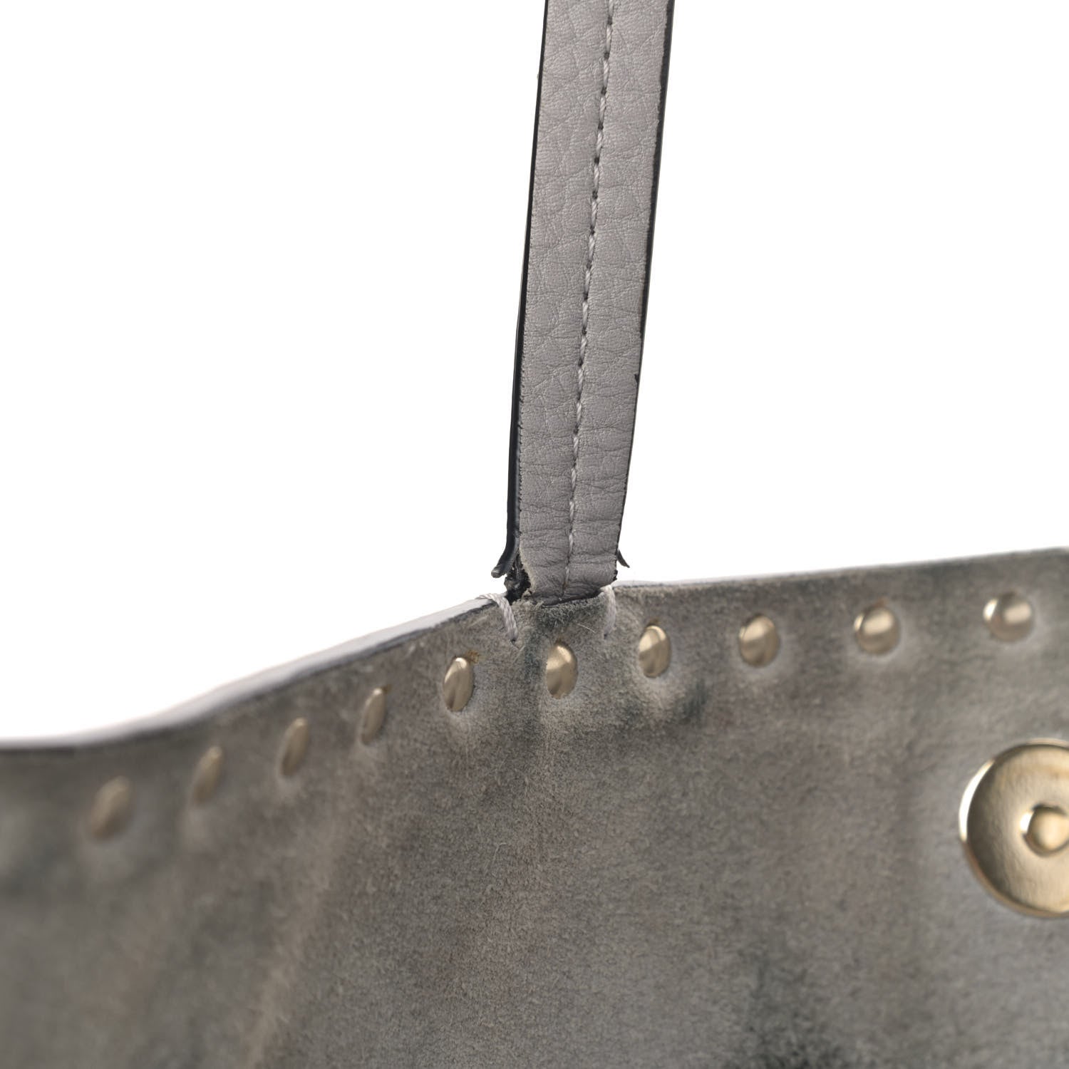 Valentino Garavani Grained Calfskin Rockstud Shoulder Tote Pastel Grey 7 of 10