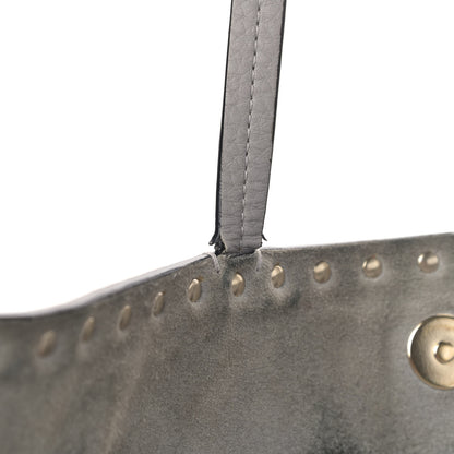 Valentino Garavani Grained Calfskin Rockstud Shoulder Tote Pastel Grey 7 of 10