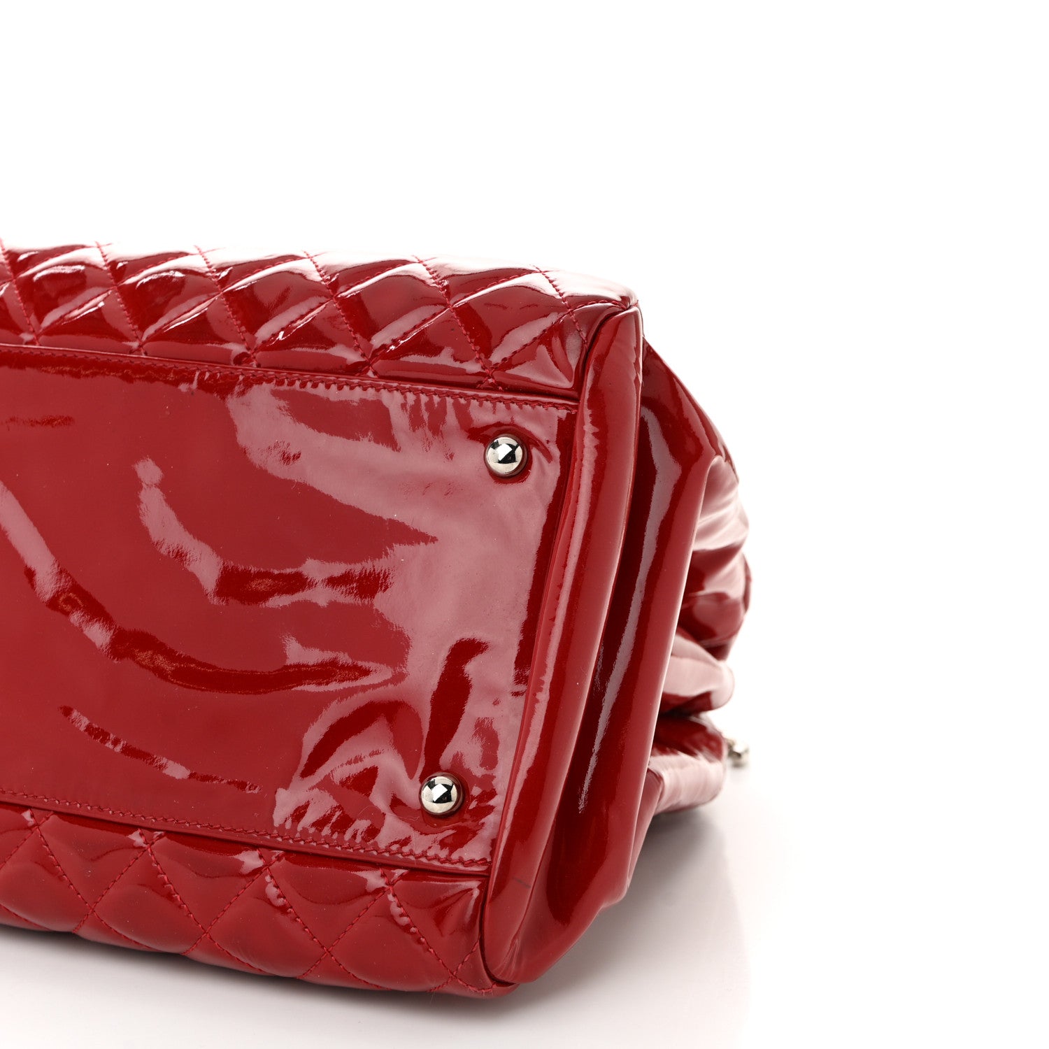 Chanel Patent Quilted Large Just Mademoiselle Bowling Bag Red 11 of 11