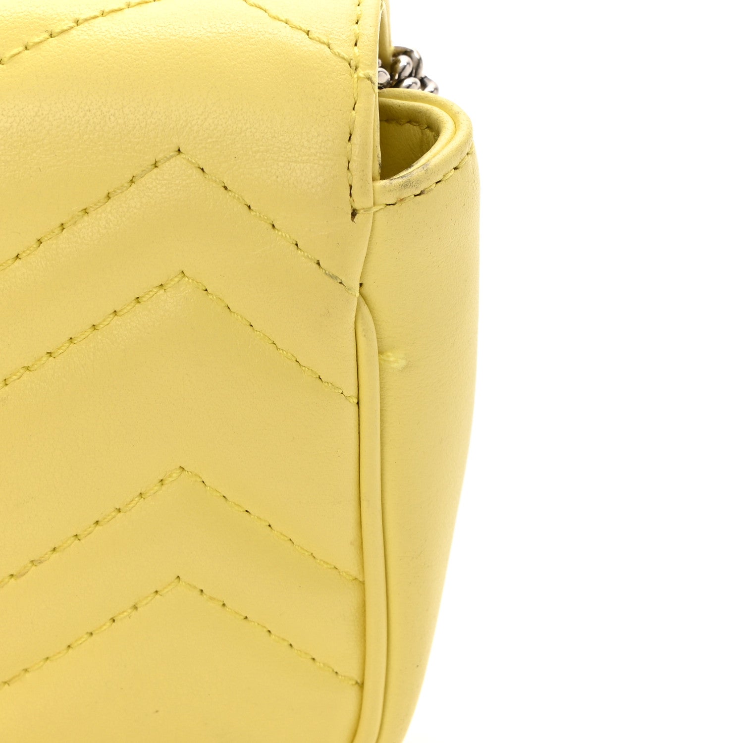 Gucci Calfskin Matelasse Super Mini GG Marmont Shoulder Bag Banana 15 of 18