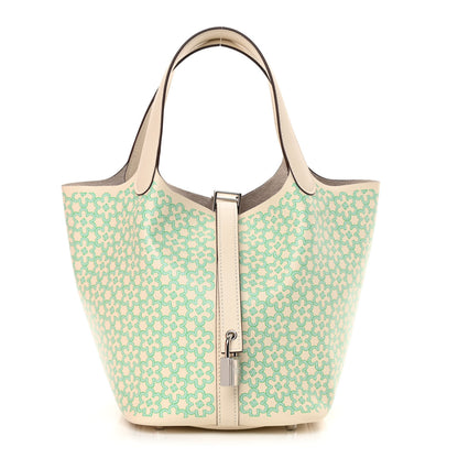 Hermes Swift Lucky Daisy Picotin Lock 18 PM Nata Vert 1 of 11