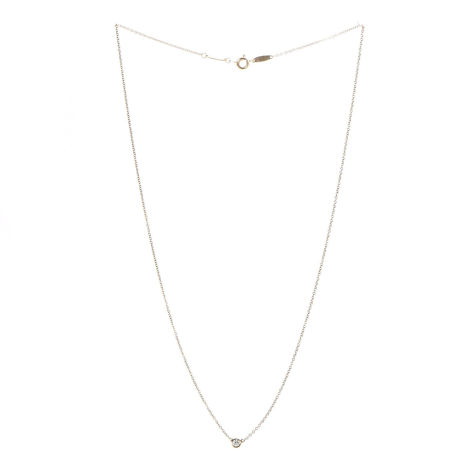 Tiffany 18K Yellow Gold Diamond .08ct Elsa Peretti Diamonds by the Yard Pendant Necklace 3 of 8