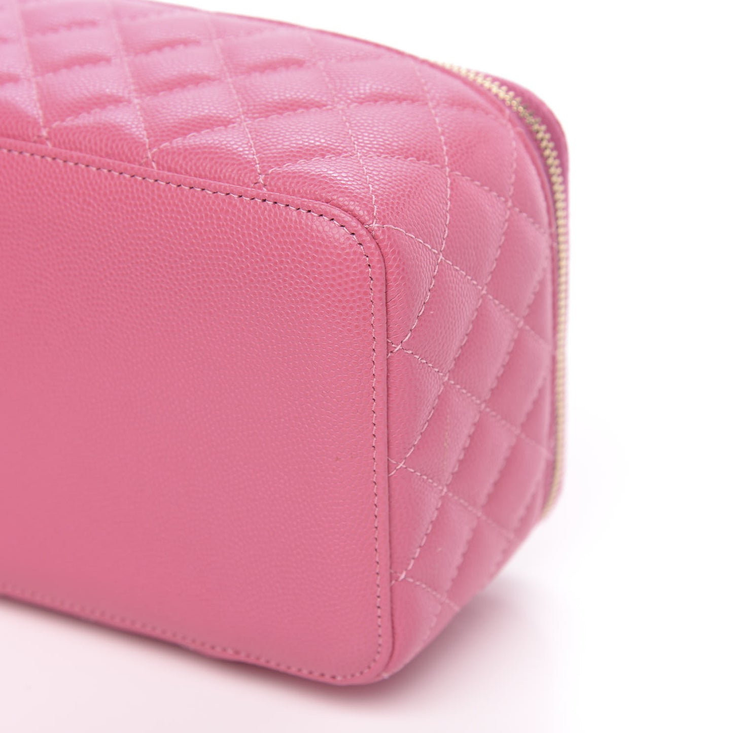 Caviar Quilted Top Handle Jewelry Case Pink