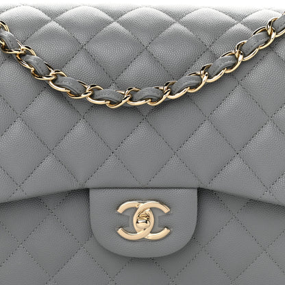 Chanel Caviar Quilted Jumbo Double Flap Grey 8 of 13