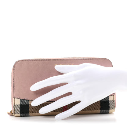 Burberry Grainy Calfskin House Check Elmore Zip Around Wallet Mauve Pink 2 of 9