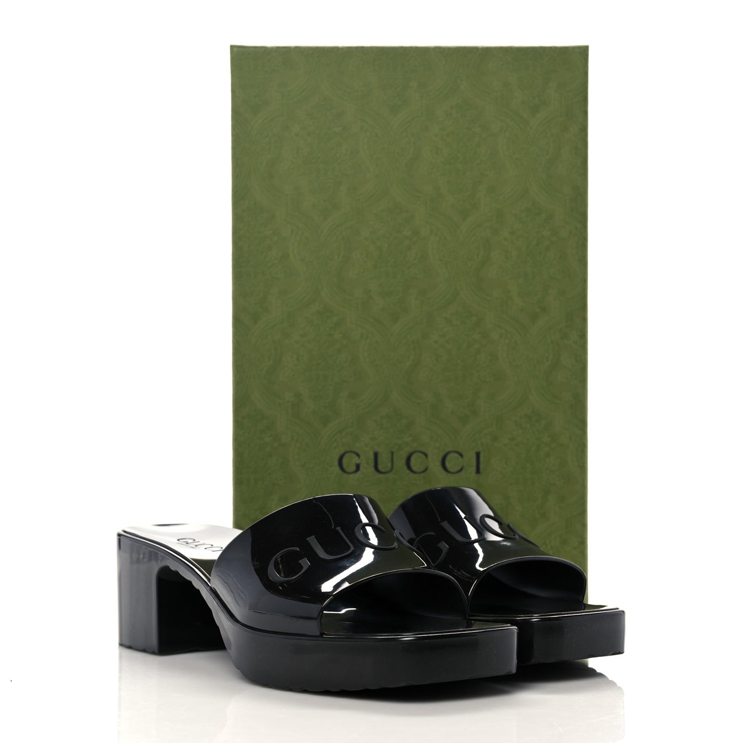 Rubber Gucci Logo Womens Platform 20/60mm Slide Sandals 38 Black