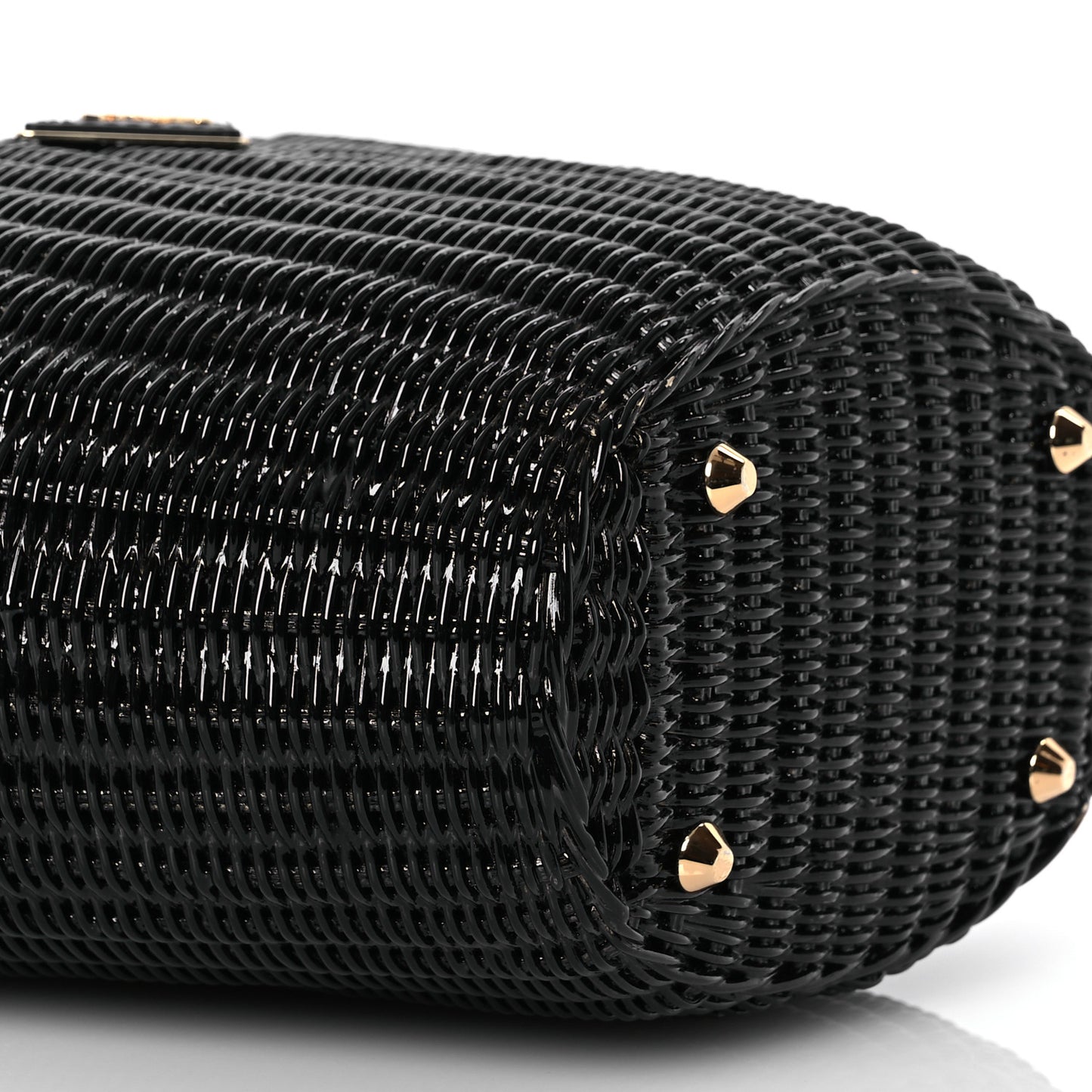 Wicker Canvas Shoulder Bag Black