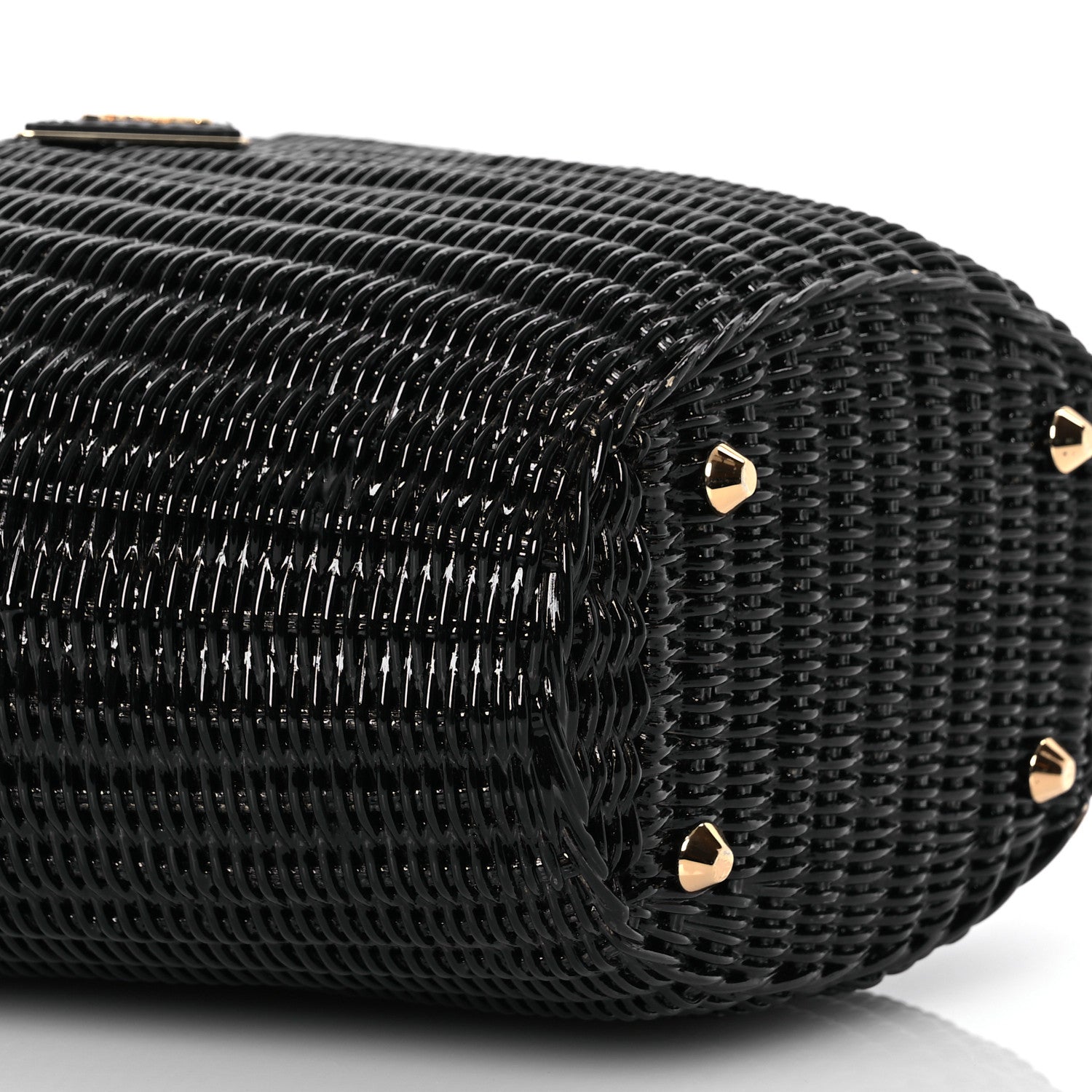 Prada Wicker Canvas Shoulder Bag Black 11 of 16