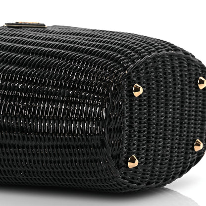 Prada Wicker Canvas Shoulder Bag Black 11 of 16