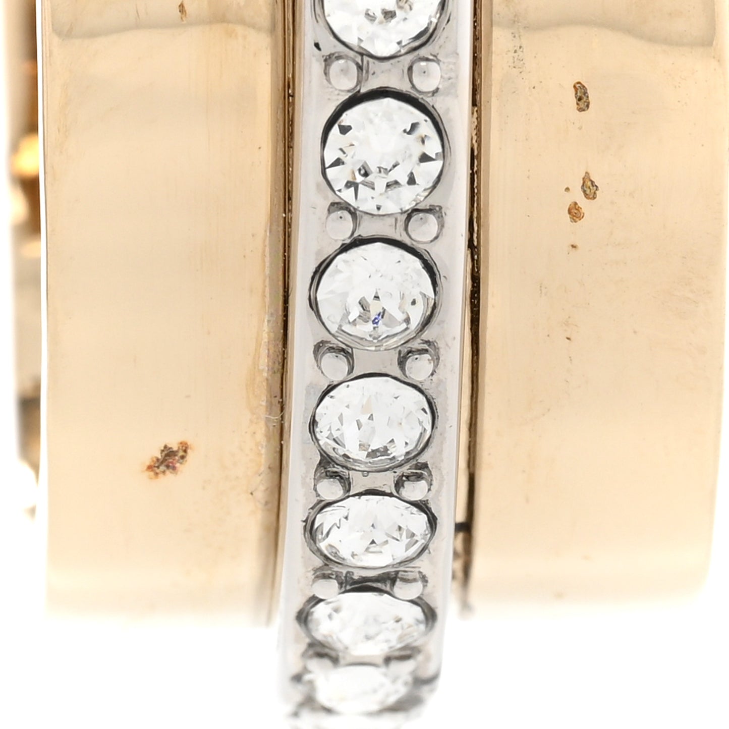 Metal Crystal CC Hoop Earrings Gold Silver