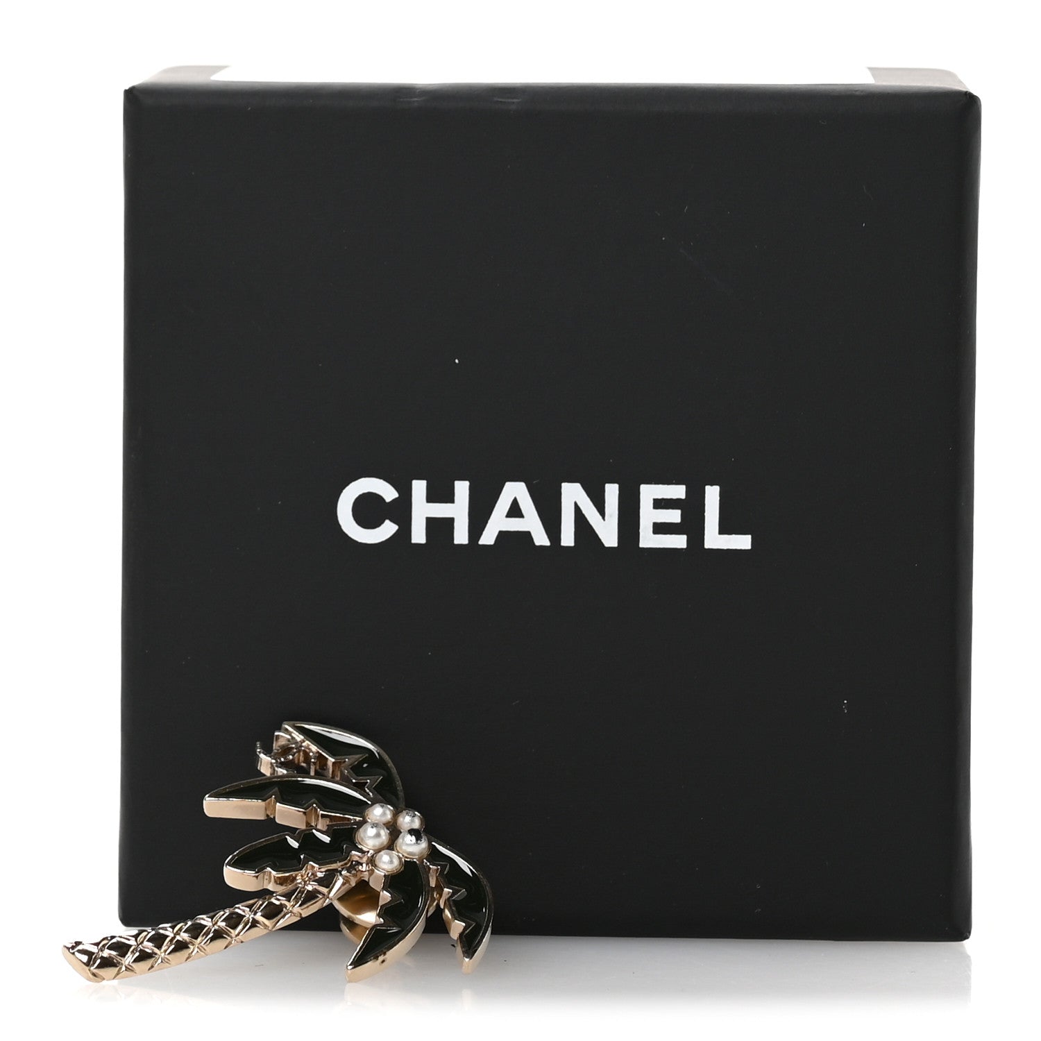 Chanel Enamel Pearl Palm Tree Brooch Green Gold 4 of 5