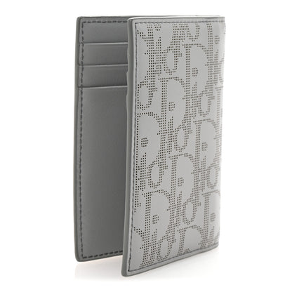 Christian Dior Calfskin Perforated Oblique Bi-Fold Card Holder Grey 3 of 8