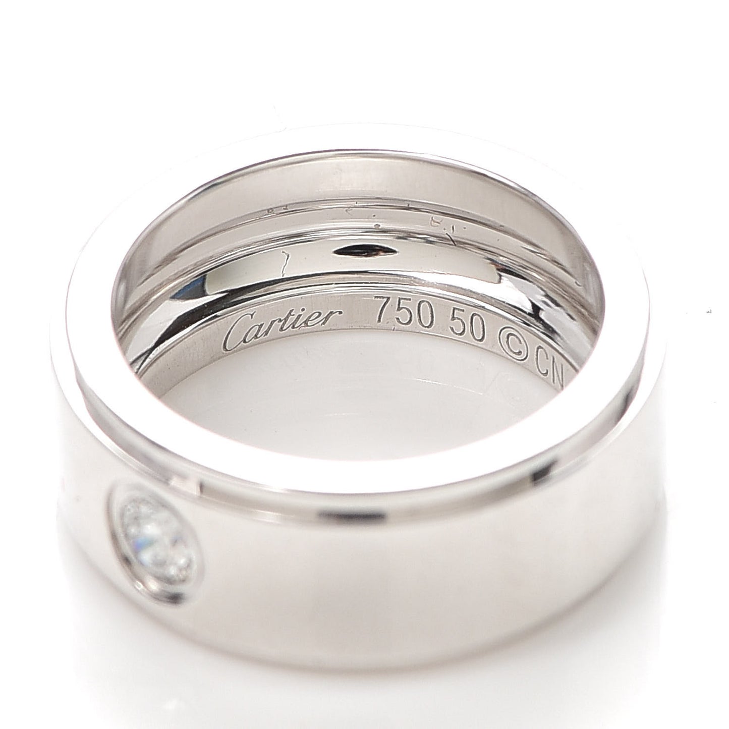 18K White Gold Diamond 8mm Fortune Ring 50 5.25