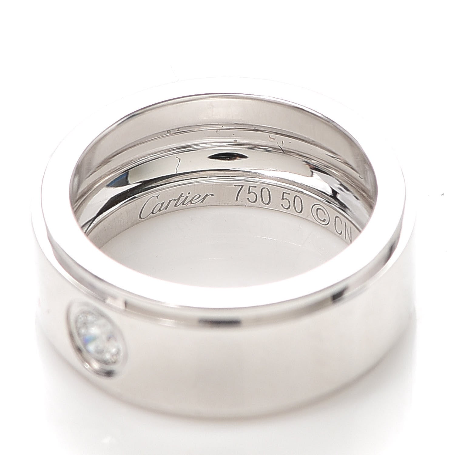 Cartier 18K White Gold Diamond 8mm Fortune Ring 50 5.25 4 of 5