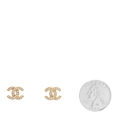 Chanel Crystal Mini Timeless CC Earrings Gold 2 of 5