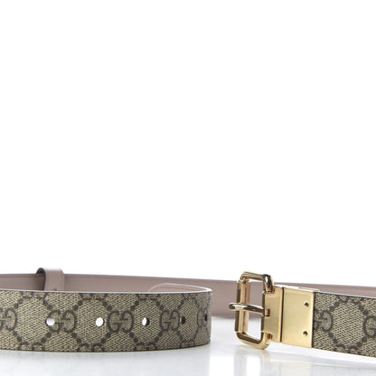 Gucci Selleria Calfskin GG Supreme Monogram Reversible 30mm Belt 95 38 Dark Cipria Beige Ebony 5 of 5
