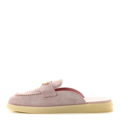 Prada Suede Scamosciato Triangle Logo Mules 37.5 Alabastro 1 of 10