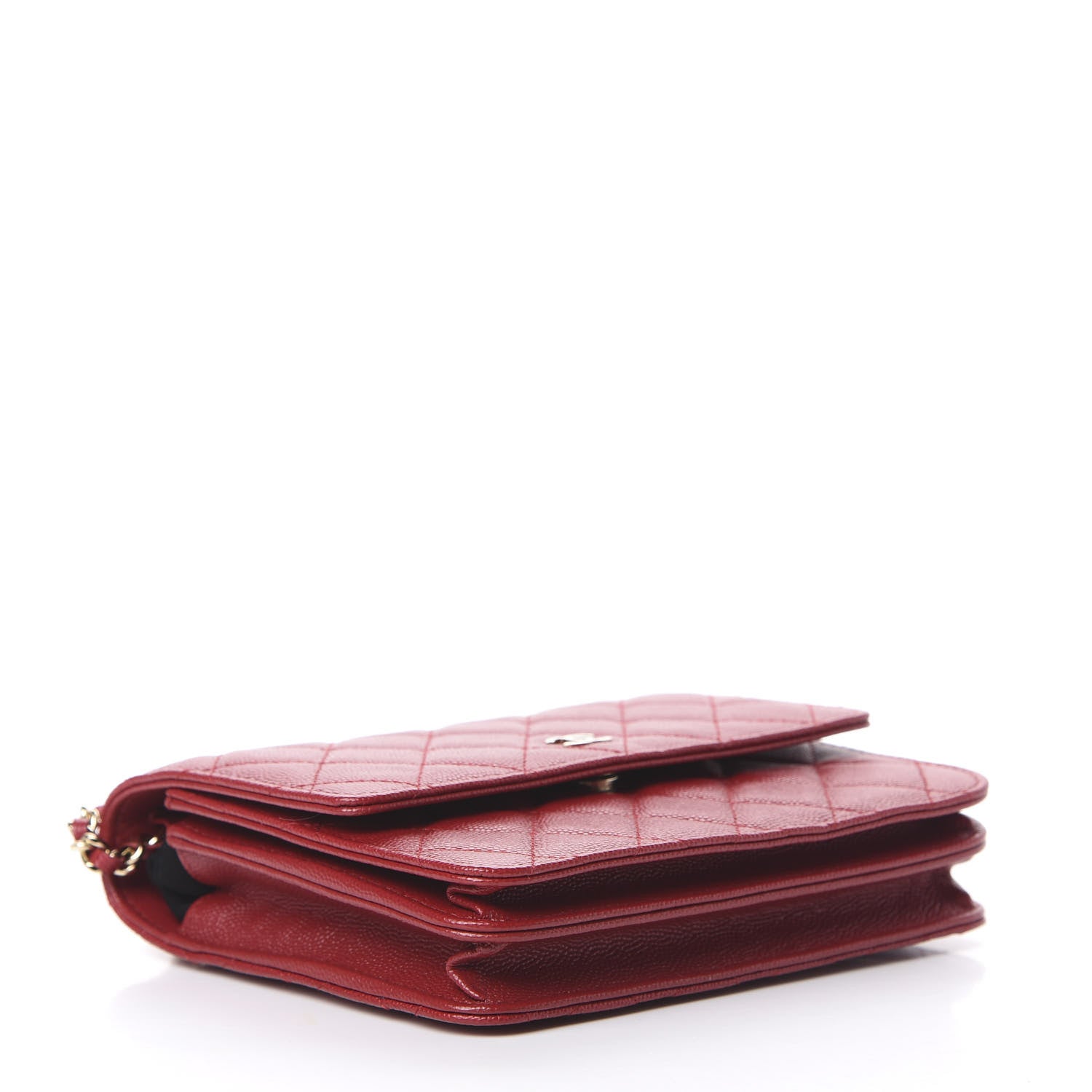 Chanel Caviar Quilted Square Wallet On Chain WOC Dark Red 3 of 11