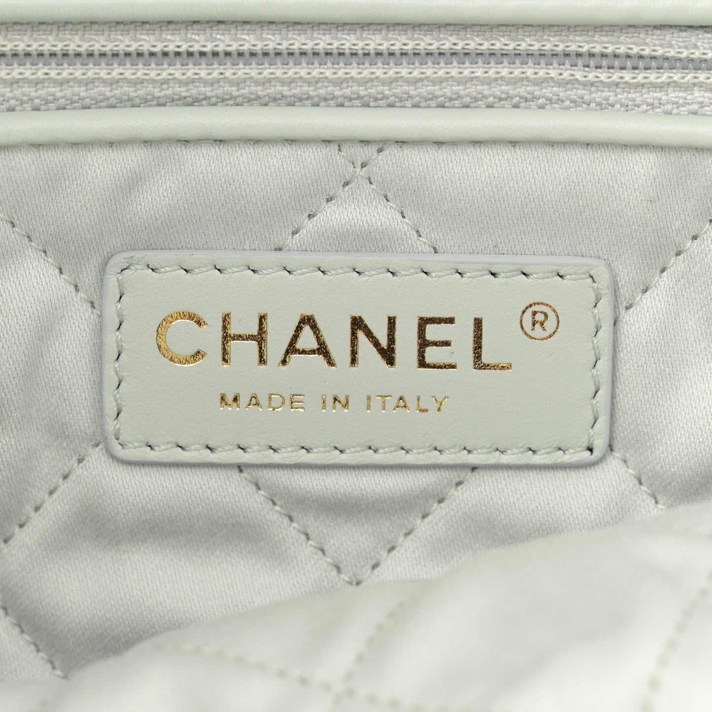 Shiny Calfskin Quilted Chanel 22 Light Blue