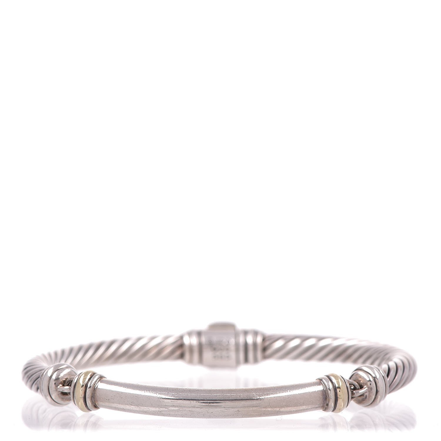 David Yurman Sterling Silver 14K Yellow Gold Metro Cable Bracelet 1 of 5