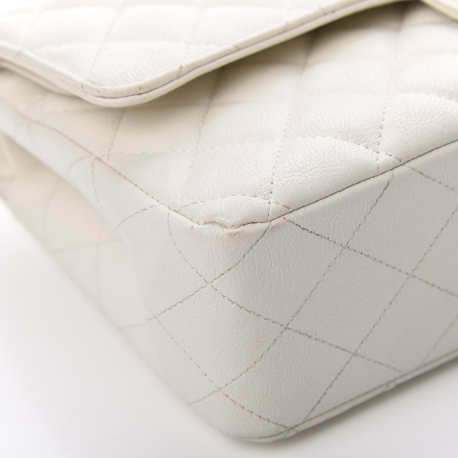 Chanel Crumpled Calfskin Quilted Medium Double Flap White 9 of 14