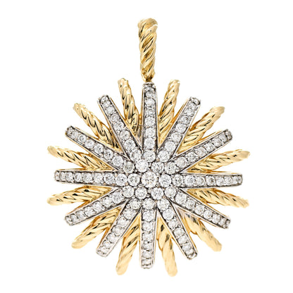 David Yurman 18K Yellow White Gold Diamond Large Starburst Pendant 1 of 4
