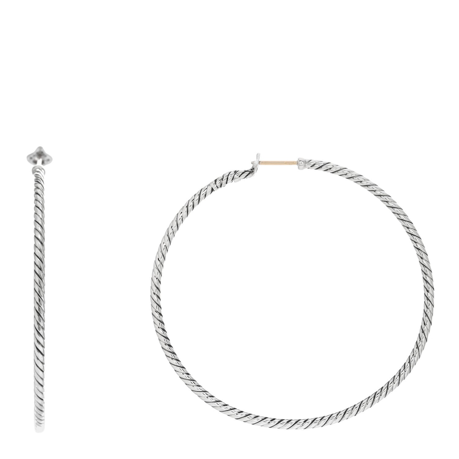 David Yurman Sterling Silver Extra Large Cable Classics Hoop Earrings 1 of 4