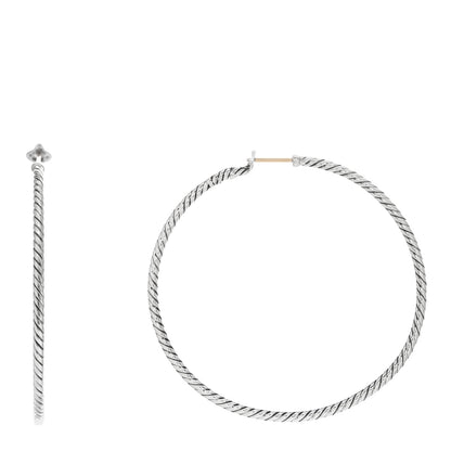 David Yurman Sterling Silver Extra Large Cable Classics Hoop Earrings 1 of 4