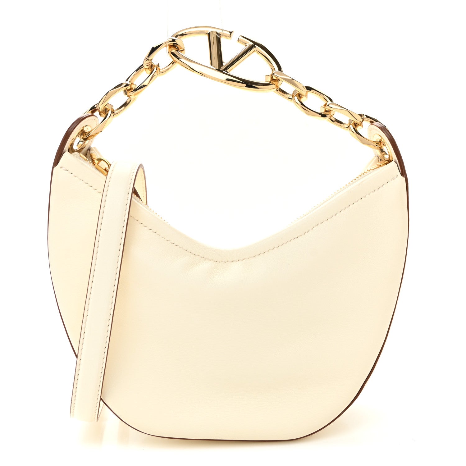 Valentino Garavani Nappa Mini Vlogo Moon Hobo Bag Ivory 1 of 9