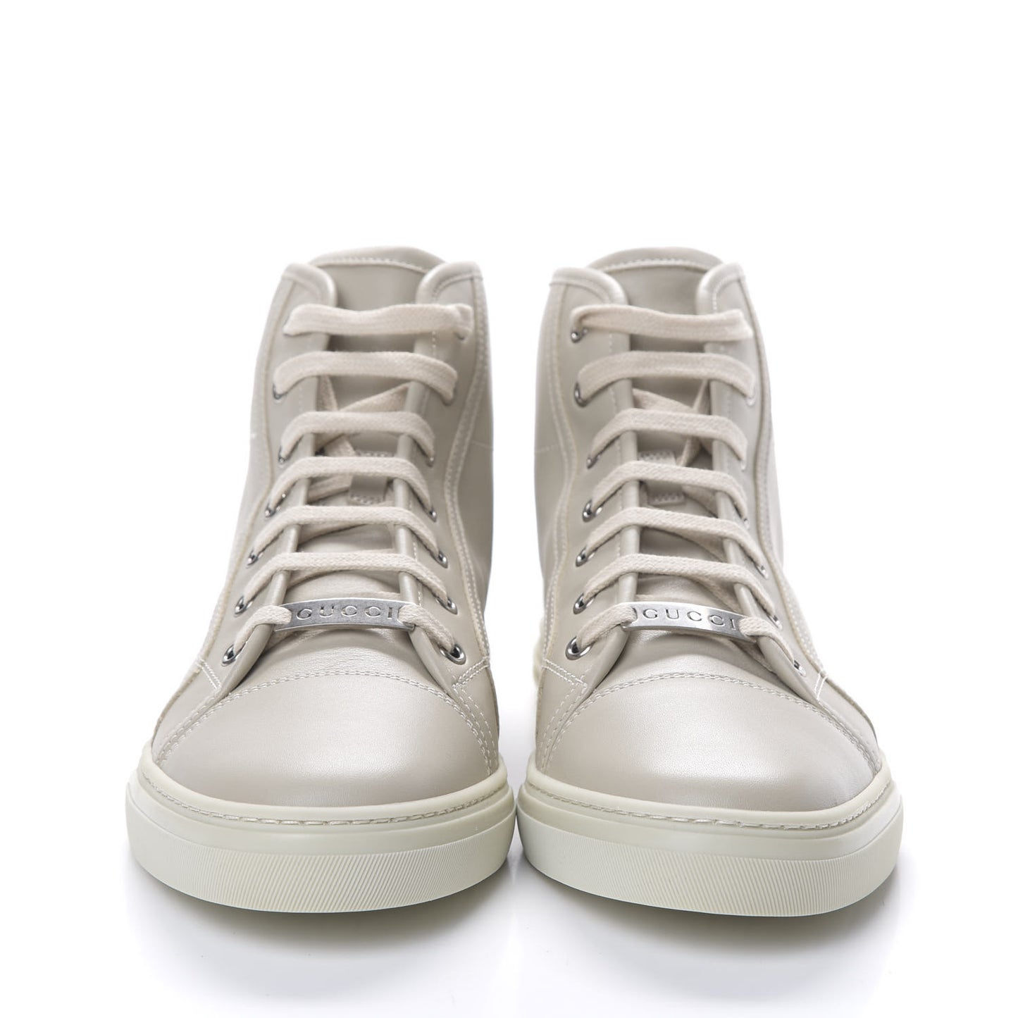 Calfskin Womens High Top Sneakers 40 Mystic White