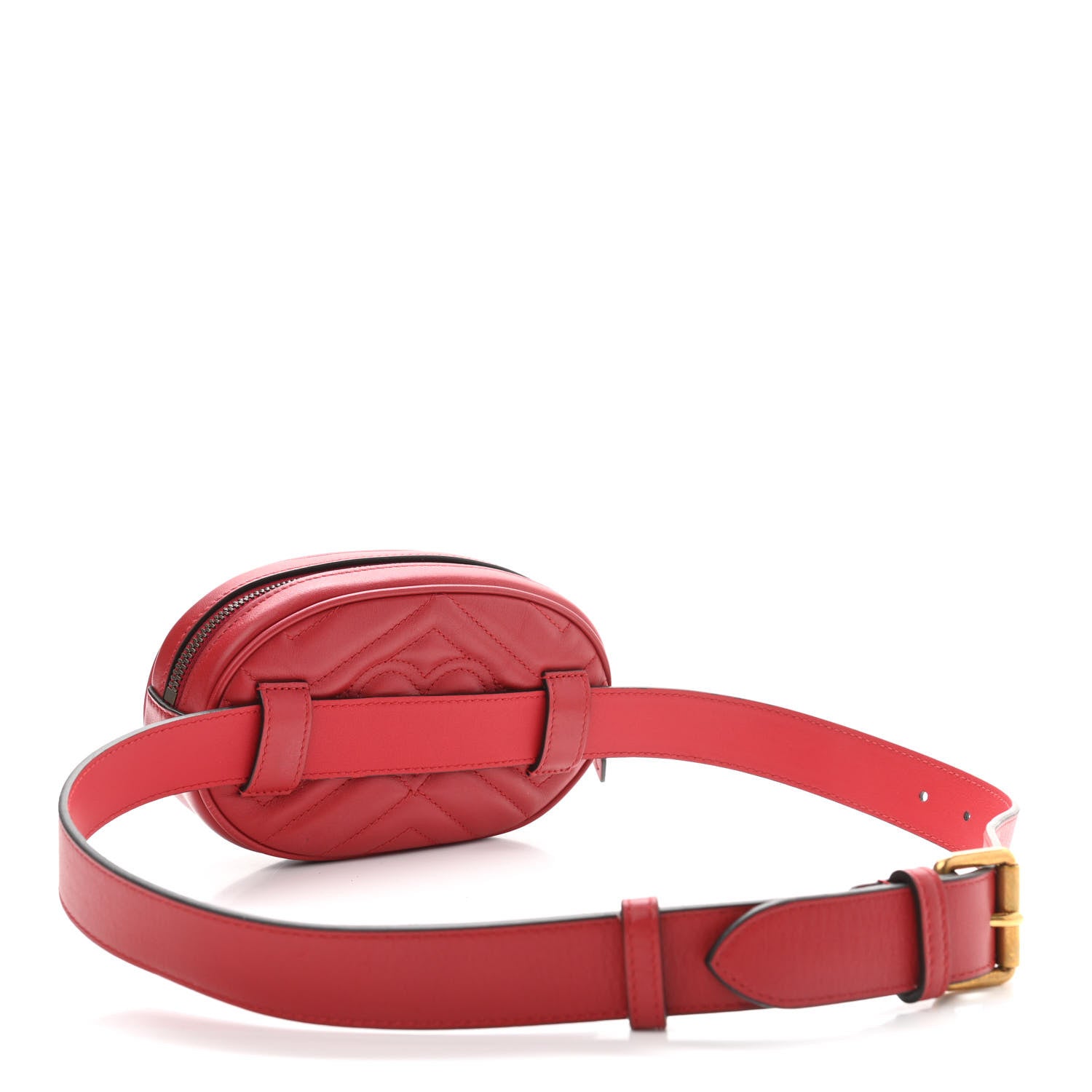Gucci Calfskin Matelasse GG Marmont Belt Bag 85 34 Hibiscus Red 3 of 11