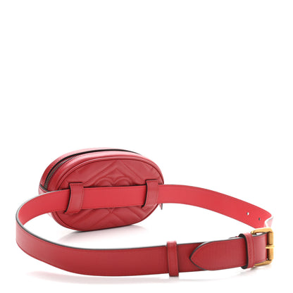 Gucci Calfskin Matelasse GG Marmont Belt Bag 85 34 Hibiscus Red 3 of 11