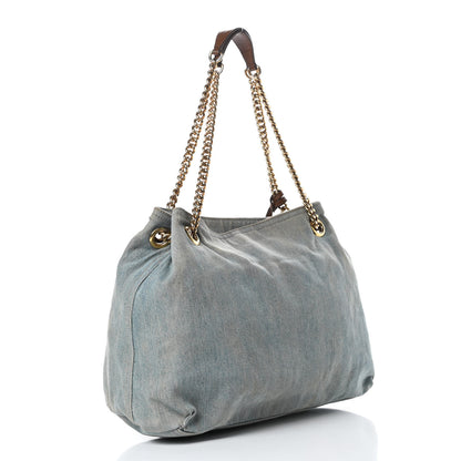 Gucci Denim Medium Soho Chain Shoulder Bag Blue 3 of 17