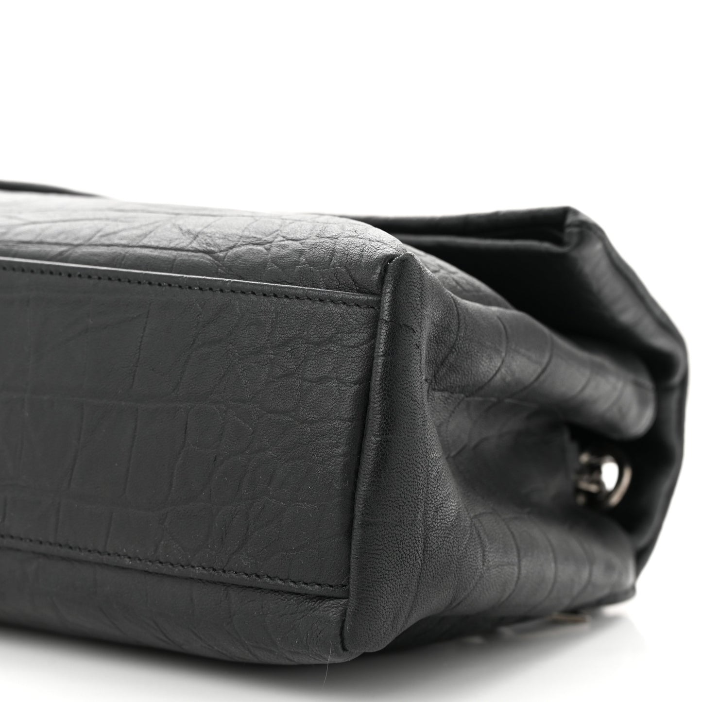 Calfskin Crocodile Embossed Medium West Hollywood Monogram Fold-Over Bag