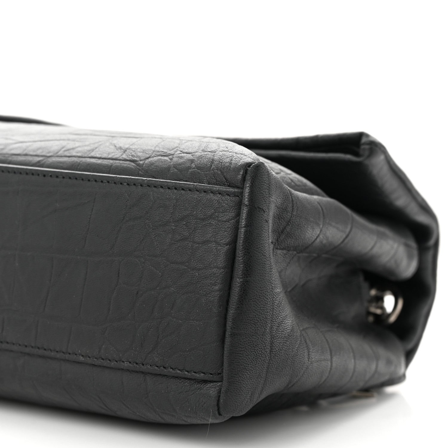 Saint Laurent Calfskin Crocodile Embossed Medium West Hollywood Monogram Fold-Over Bag 10 of 11