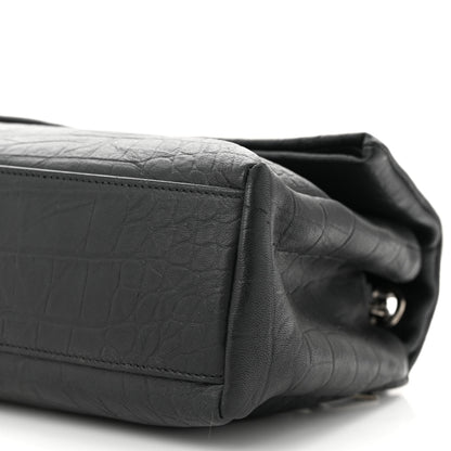 Saint Laurent Calfskin Crocodile Embossed Medium West Hollywood Monogram Fold-Over Bag 10 of 11