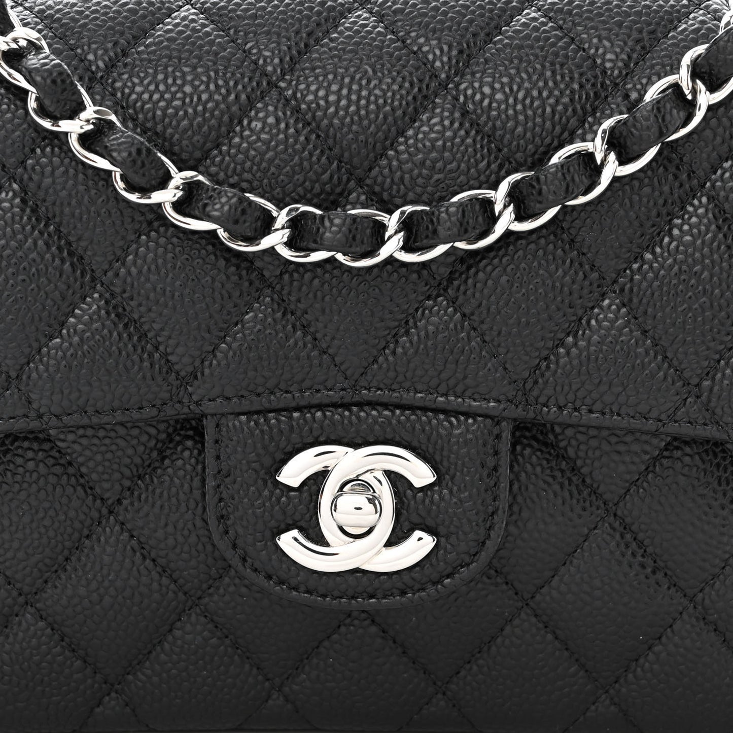 Caviar Quilted Small Double Flap Black