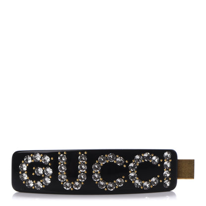 Gucci Resin Crystal Single Hair Barrette Black 1 of 4