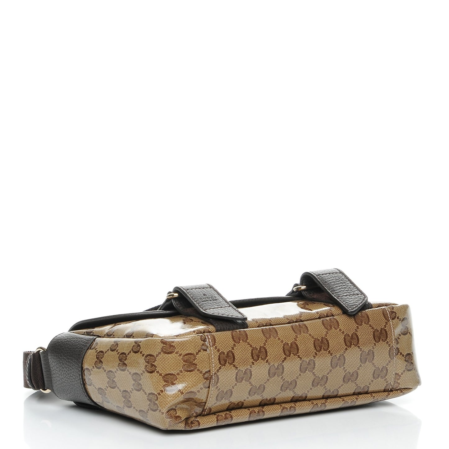 Crystal Monogram Small Double Buckle Flap Messenger Beige Dark Brown