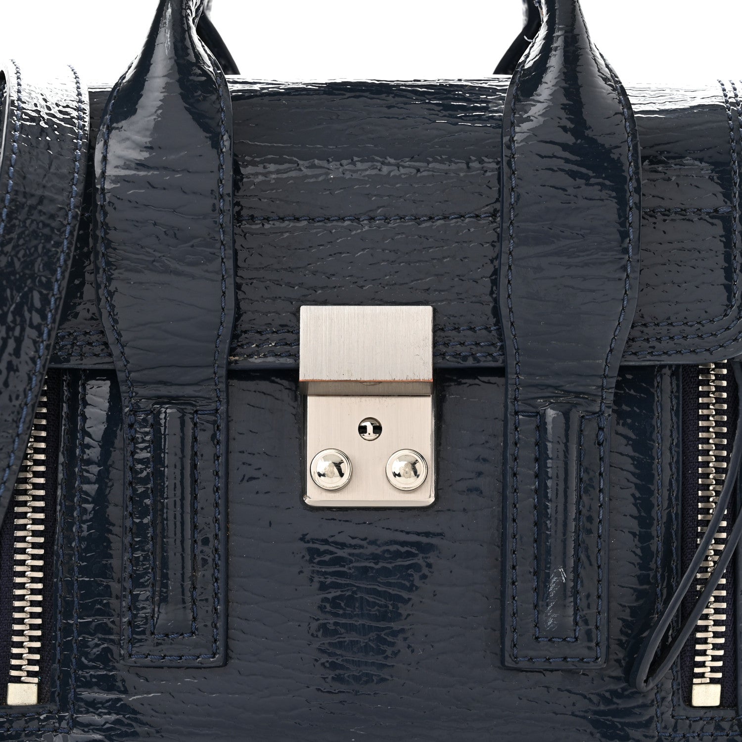 3.1 Phillip Lim Textured Patent Mini Pashli Satchel Navy 7 of 9