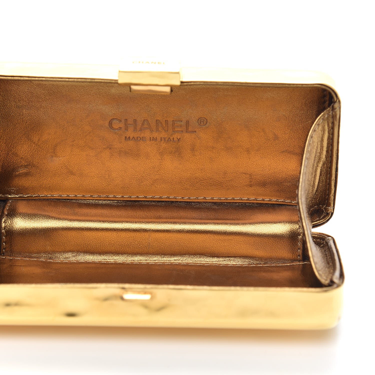 Chanel Hammered Metal Gold Bar Clutch 5 of 9