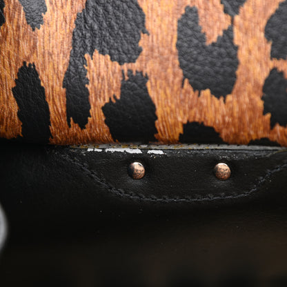 Balenciaga Grained Calfskin Leopard Print Papier Mini A4 Zip Around Tote Beige 8 of 15