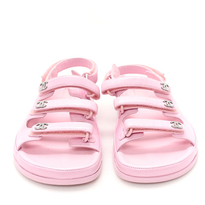 Chanel Lambskin Crystal CC Velcro Dad Sandals 38.5 Light Pink 3 of 9