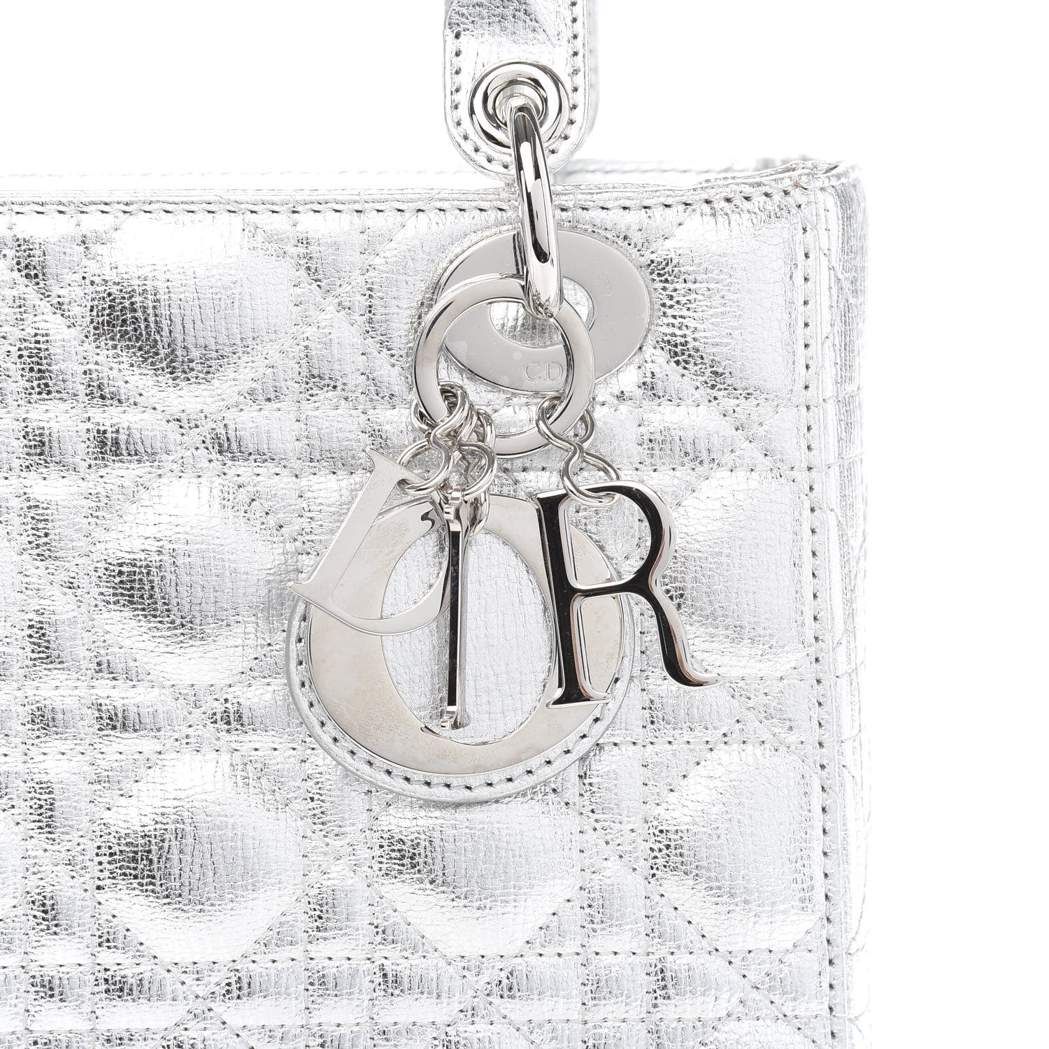 Christian Dior Metallic Grained Calfskin Cannage Small Lucky
