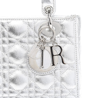 Christian Dior Metallic Grained Calfskin Cannage Small Lucky Badges My Lady Dior Silver 9 of 10