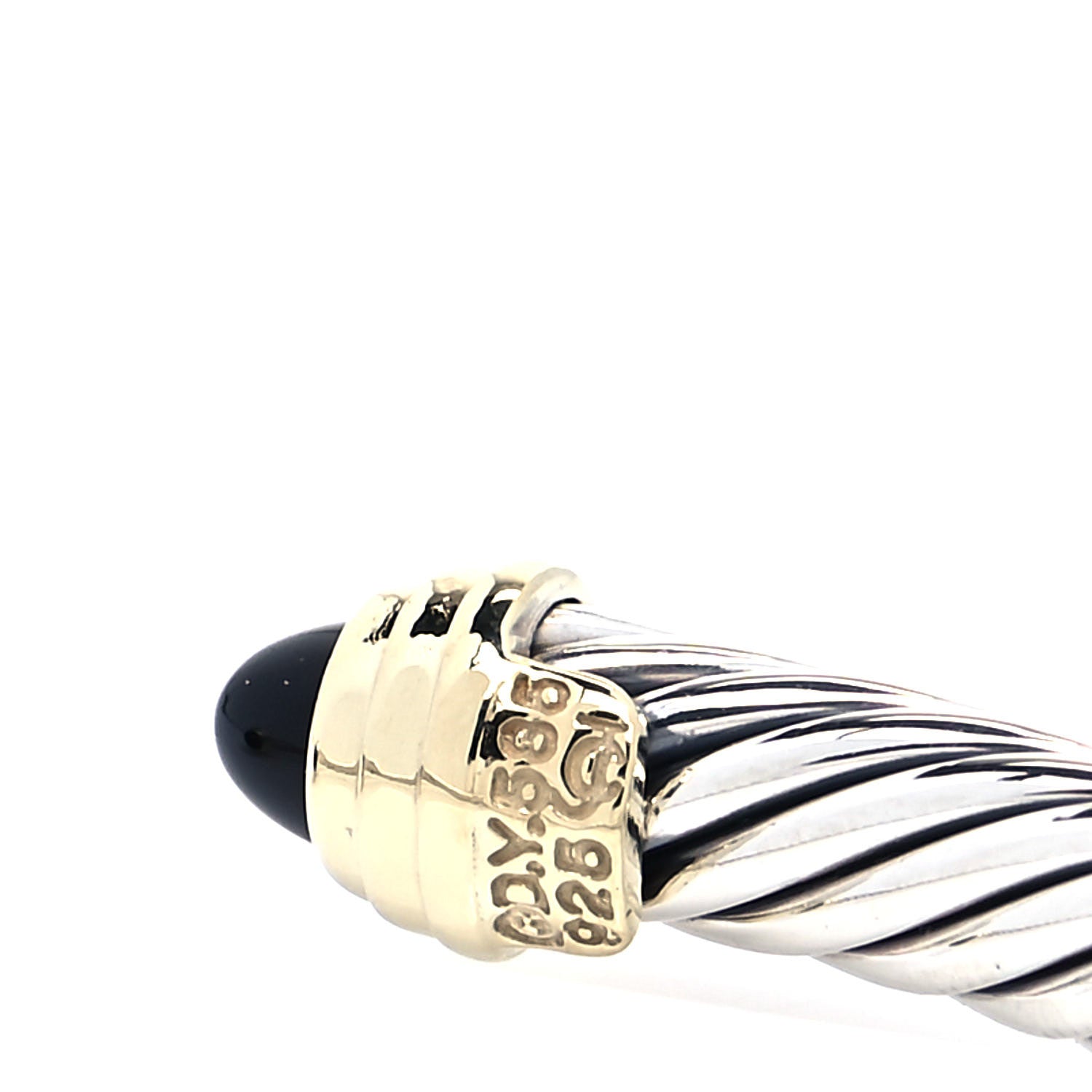David Yurman Sterling Silver 18K Yellow Gold Black Onyx 4mm Cable Classics Bracelet 4 of 4