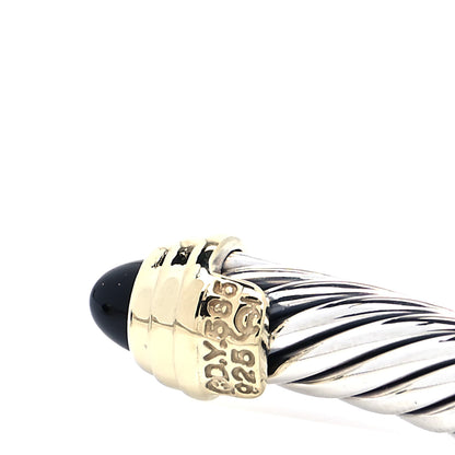 David Yurman Sterling Silver 18K Yellow Gold Black Onyx 4mm Cable Classics Bracelet 4 of 4