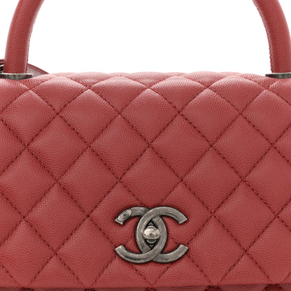 Chanel Caviar Quilted Small Coco Handle Flap Red 8 of 10